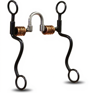 FLASH GEAR Brida de Corrección de Acero Negro para Caballos, con Boca de 5 Pulgadas de Cobre de Doble Bisagra y Mejillas de 8 Pulgadas, Estilo Western, Personalizable - Product Image 1