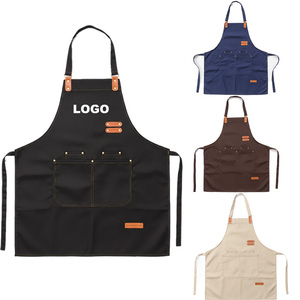 Wholesale Custom Logo Embroidery Printing Bib Black <strong>White</strong> Kitchen Chef Cleaning <strong>Apron</strong> Washable Waist - Product Image 1