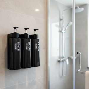 Distributeur de savon liquide mural ABS 500 ml non perforé, rechargeable, moderne, double capacité, pour salle de bain, lavage des mains, shampoing - Product Image 2