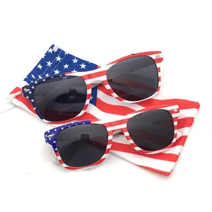 Kacamata hitam anak-anak pola warna-warni 2024 kacamata hitam bendera Amerika Serikat Logo kustom untuk anak-anak dan dewasa