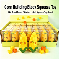 Jouets Squishy en forme de blocs de maïs, en TPR, en boîte, imitation alimentaire, souples à presser, anti-stress, anti-anxiété, sensoriels et pour la relaxation