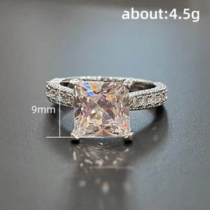 Anello con Diamante Taglio Principessa F1526, Colore D, in Oro Bianco Naturale, Gioiello da Donna per Fidanzamento - Product Image 5