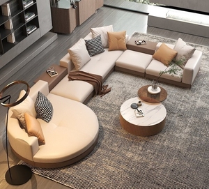 Canapé capitonné de grande taille en tissu de lin contemporain MR, style minimaliste et luxe léger, pour salon, villa, bureau à domicile - Product Image 4