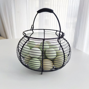 DS5712 panier de collecte d'oeufs de poulet rond en métal panier de collecte porte-oeufs frais panier à oeufs en fil de ferme - Product Image 1