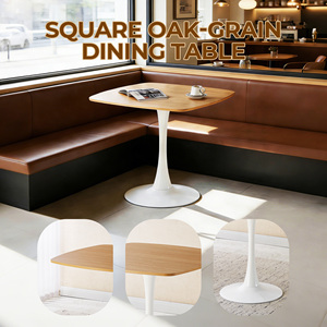 Oak Square Dining <b>Table</b> 31.5 Inch Mid Century Modern Tulip Base For 2-4 Person - Product Image 2