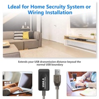 Kabel Ekstensi Aktif USB 2.0 Konektor Berlapis Emas Kecepatan Tinggi Desain Cincin Magnetik untuk Komputer, Scanner, Printer, Kamera