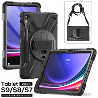 Étui antichoc pour Samsung Galaxy Tab A11 S11 S9 S10 A9 Plus S7 Plus S8 avec bandoulière, support rotatif à 360° et porte-crayon