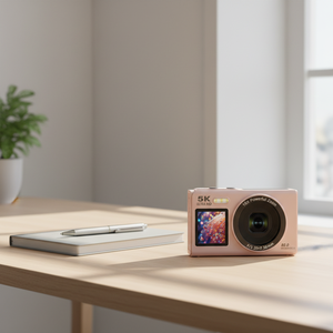 Cámara Digital para Vlogging con Doble Pantalla, Zoom Potente <span class=keywords><strong>de</strong></span> 18X, 80MP, 5K, Luz <span class=keywords><strong>de</strong></span> Relleno LED, Compatible con Captura <span class=keywords><strong>de</strong></span> Sonrisas - Product Image 1