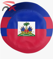 Casquettes en polyester de conception promotionnelle, impression intégrale, cadeau de voyage, chapeau bob avec drapeau haïtien pour la pêche