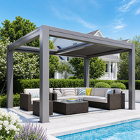 Pergola bioclimatique rétractable en aluminium sur mesure, système de toit rétractable facile à assembler pour jardin et terrasse extérieurs