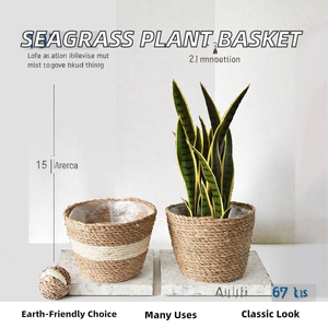 Maceta Decorativa de Mimbre Natural Tejida Estilo Vintage, Ecológica, para Plantas y Almacenamiento, para Hogar y Patio - Product Image 2