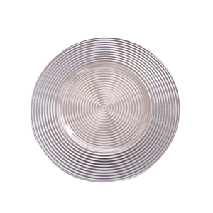 Vajilla Europea y Occidental Creativa, <span class=keywords><strong>Platos</strong></span> de Cristal con Borde Dorado y Plateado de 13 Pulgadas, Diseño de Espiral y Rayas - Product Image 6