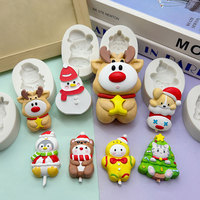 Moule en silicone en forme d'animal de Noël mignon pour la cuisson de chocolat, de mousse au chocolat française, de sucettes, de savon, moules à résine époxy