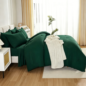 Ensemble de literie personnalisé 3 pièces Boho <span class=keywords><strong>vert</strong></span> <span class=keywords><strong>forêt</strong></span> uni avec <span class=keywords><strong>drap</strong></span>-<span class=keywords><strong>housse</strong></span> élastique pour chambre à coucher, service OEM ODM - Product Image 4