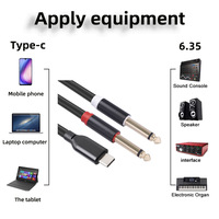 Câble audio amplificateur de puissance de haute qualité Type-C vers 6,35 mm plaqué or avec gaine en nylon tressé pour microphone et haut-parleur