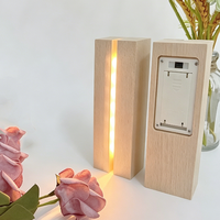 Lámparas de Mesa con Base de Madera Hecha a Mano, Lámpara de Madera Cálida y Acogedora, Luces Nocturnas LED con Luz Blanca Cálida para Espacios Habitables