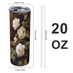 Stainless Steel Tumbler 20oz Vacuum Insulated Travel Mug With Floral Design For <b>Coffee</b> Tea Use - Product Image 1