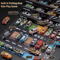 Lot de 48 voitures miniatures en alliage à rétrofriction avec boîte de rangement conteneurisée, collection de voitures de course à friction pour enfants
