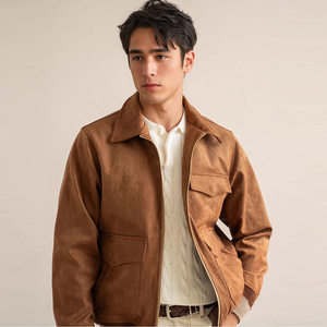 Áo khoác varsity nam da lộn phong cách retro Anh quốc, chống gió, chất liệu nhung, kiểu dáng đường phố, khóa kéo, chất liệu spandex, mùa xuân - Product Image 5