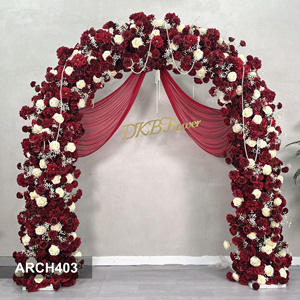 Arco de boda de flores blancas de mezcla roja elegante de lujo 2025 hecho de seda artificial para decoración de fondo de fiesta - Product Image 1