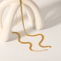 Ensemble collier et bracelet Cuban Link en acier inoxydable 316L plaqué or 18 carats PVD, étanche et antirouille, pour usage quotidien