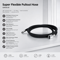 Tuyau d'évier extractible en nylon noir tressé NP1-02, raccord rapide F1/2, articulation universelle à 360 degrés, 2MPa, 120-200cm