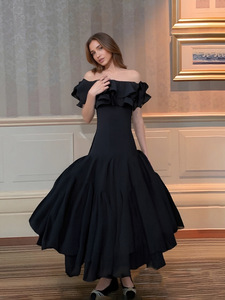Robe élégante <span class=keywords><strong>rose</strong></span> à épaules dénudées King Mcgreen Star, à volants, ajustée pour mettre en valeur la silhouette, jupe longue - Product Image 2