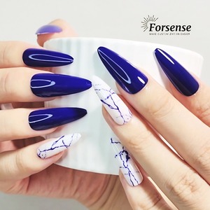Reutilizable largo stiletto XL prensa en el fabricante de <span class=keywords><strong>uñas</strong></span> azul blanco diseños <span class=keywords><strong>uñas</strong></span> postizas estilos para mujeres moda <span class=keywords><strong>uñas</strong></span> postizas kit de preparación - Product Image 2