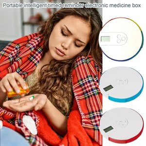 Dispensador de pastillas electrónico de 7 días, caja de almacenamiento de pastillas con reloj despertador, ligero y fácil de transportar, caja de pastillas inteligente electrónica redonda - Product Image 6