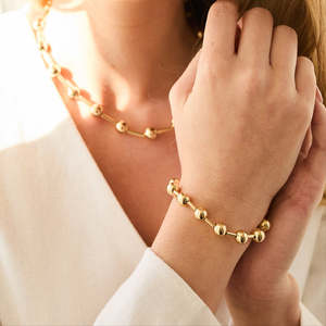 Pulsera <span class=keywords><strong>de</strong></span> Bolas Moderna para Mujer Xinyun Minimalista, Chapada en <span class=keywords><strong>Oro</strong></span> <span class=keywords><strong>de</strong></span> 18K y Plata <span class=keywords><strong>de</strong></span> Ley 925 (Resistente al Agua) - Product Image 5