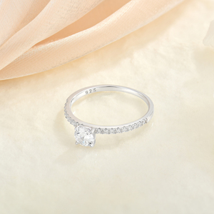 QX argento classico 925 solitario con taglio rotondo brillante anello in zirconio cubico 925 argento Sterling anello placcato in rodio per le donne - Product Image 4