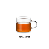 Petite tasse à thé en verre avec poignée, 90 ml/3,07 oz, en borosilicate transparent, sans BPA, compatible micro-ondes et lave-vaisselle, design moderne, pour dégustation de thé Gongfu