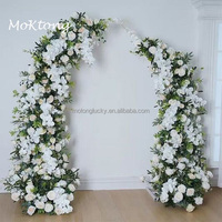 Arche de mariage MoKtong en forme de corne, avec orchidées et roses blanches, toile de fond florale, arche florale artificielle en forme de corne pour la décoration d'événements