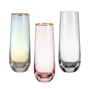 Flûtes à <span class=keywords><strong>champagne</strong></span> <span class=keywords><strong>en</strong></span> <span class=keywords><strong>cristal</strong></span> sans pied de couleur rose personnalisées Samyo pour mariage - Product Image 2
