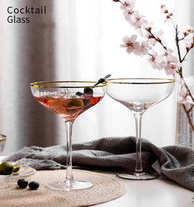 Verres à cocktail Martini dorés avec bord doré verre coupé moderne flûte à champagne Verre <span class=keywords><strong>ballon</strong></span> transparent fait à la main pour bar de fête - Product Image 6