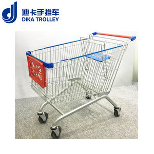 Supermarkt Hand Push Winkelen <span class=keywords><strong>Trolley</strong></span> Staal Materiaal Verzinkt Winkelwagen - Product Image 5