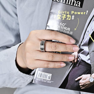 Nordic Viking Letter <b>Rings</b> Steel Antique Silver Black Men's Jewelry Gift Fashion <b>Rings</b> - Product Image 2