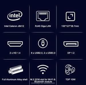 Mini PC sin Ventilador de 12.ª Generación, Alder Lake N95 N100 N150 N300, 2 LAN, NVMe, 3x4k UHD, HTPC, J6412 J6426, Linux, Computadora Industrial - Product Image 4