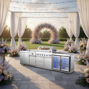 Planche à découper amovible pour armoire extérieure - Surface en teck résistante au <span class=keywords><strong>lave</strong></span>-<span class=keywords><strong>vaisselle</strong></span> avec canal de récupération des jus - Product Image 1