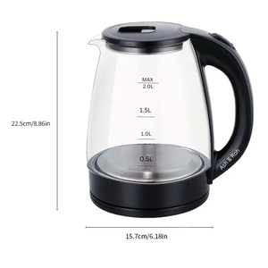 Hervidor Eléctrico Doble de Vidrio Borosilicato Moderno, 2 Litros, Portátil, 1500W, 220V, Apagado Automático, Protección Contra Ebullición en Seco - Product Image 2