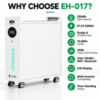 Batterie de stockage d'énergie domestique LiFePO4 32 kWh 51,2 V 628 Ah ≥10KCycle OEM/ODM Solaire ESS avec service de marque privée pour usage résidentiel