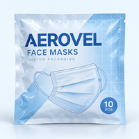 Sachet d'emballage personnalisé à trois soudures latérales pour masques faciaux avec film en aluminium barrière contre l'humidité et impression de marque privée