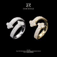Bague Clover Iced Out entièrement pavée de moissanite VVS, en argent sterling 925 plaqué or 18 carats, pour hommes, bijoux de luxe hip-hop