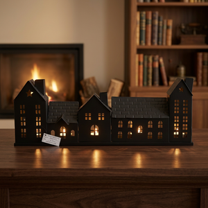 Sonnet Decor Handmade Christmas Iron House <b>Lantern</b> <b>Set</b> for Home Decoration Heat Resistant Candle Holder Star Design Digital - Product Image 2
