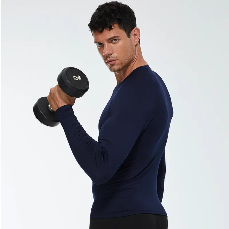 2024 spor giyim özel logo erkekler antrenman kıyafeti sıkıştırma uzun kollu spor üst spor t Shirt