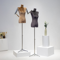 Mannequin en velours, épaules plates, demi-corps, bras flexible, affichage de vêtements, Mannequin femme, sans tête