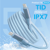 Kabel Pengisi Daya USB C 3A 60W Silikon Cair Tipe-C ke Tipe-C Pengisian Cepat Kabel Data Silikon Cair Tahan Air