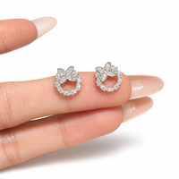 Anting-Anting Stud Moissanite Bunga Perak Sterling S925 D VVS1 GRA Hadiah Ulang Tahun Sehari-hari untuk Pengiring Pengantin Perhiasan Mewah untuk Wanita.