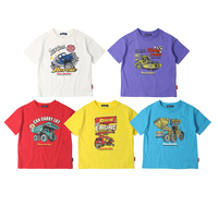 Moujonjon work car print custom brand children's wear summer t-shirts big boys pure cotton