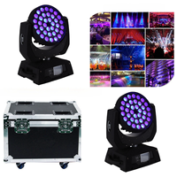2PCS + Flight Case/ Led Zoom Wash 36x18w Rgbwauv 6in1 Moving Head Light Lyre Wash Zoom Wedding Church Stage Moving Head Wash Light